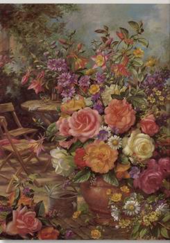 Floral, beautiful classical still life of flowers.081